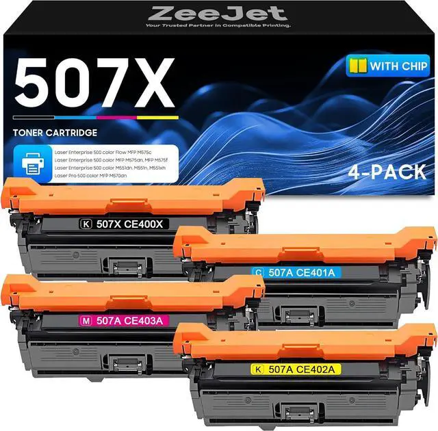 Main image of 507A 507X High-Yield Toner Cartridges Replacement for HP 507X 507A CE400X CE401A CE402A CE403A for Enterprise M551 M551n M551dn M551xh M570dn M570dw M575f Printer Ink 4-Pack Black Cyan Magenta Yellow