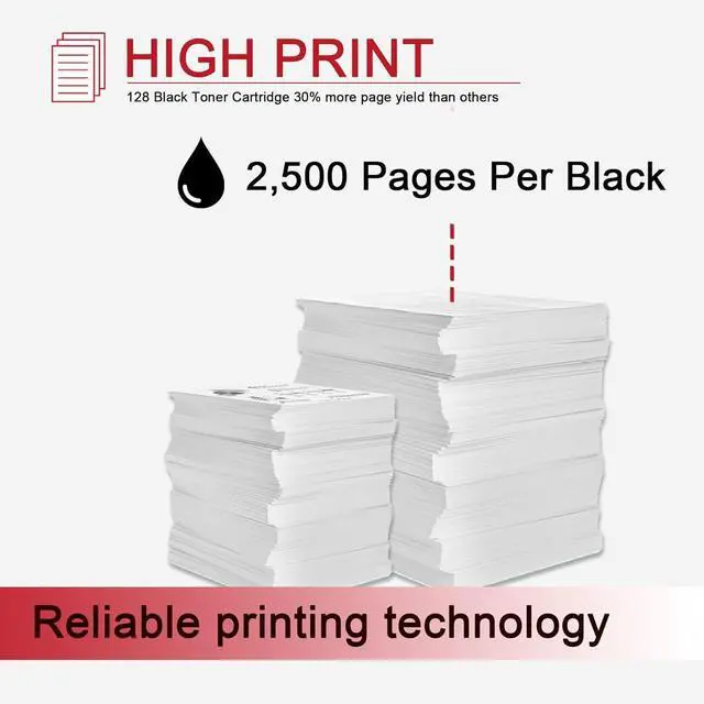 Alt view image 3 of 6 - 128 Black Toner Cartridge (2-Pack) Compatible 128 Toner Replacement for Canon CRG128 Cartridge for MF4450, MF4770n, MF4570 Series, MF4800 Series, D530, D550, L100, L190 Printer