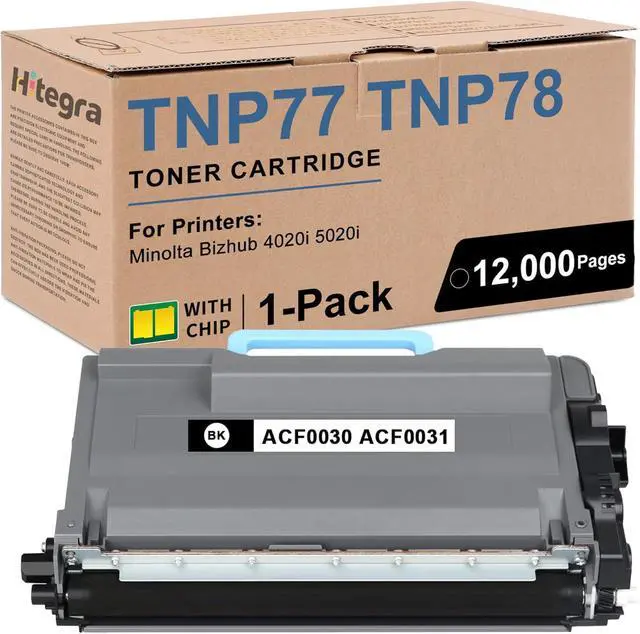Main image of TNP78 Toner Cartridge Black TNP77 Replacement for Konica TNP-78 TNP-77 Black Toner ACF0030 ACF0031 Compatible with Minolta Bizhub 4020i 5020i Printer Toner, 1-Pack for High Yield 12,000 Pages