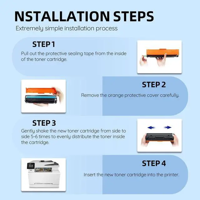 Alt view image 4 of 7 - 202A Toner Cartridge 4-Pack (BK/C/M/Y) Replacement for HP 202A CF500A 202X CF500X Black Color Pro MFP M281fdw M281cdw M254dw M281fdn M254 M281 Toner Cartridges Printer