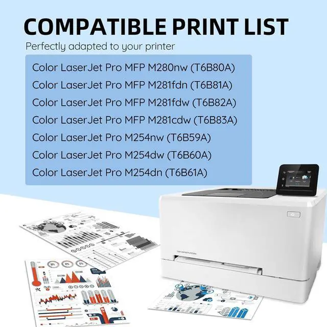 Alt view image 2 of 7 - 202A Toner Cartridge 4-Pack (BK/C/M/Y) Replacement for HP 202A CF500A 202X CF500X Black Color Pro MFP M281fdw M281cdw M254dw M281fdn M254 M281 Toner Cartridges Printer