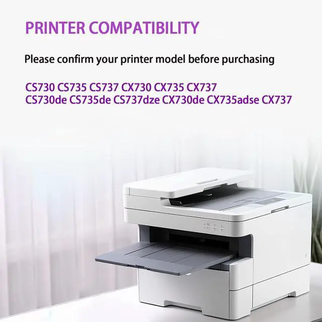 Alt view image 3 of 7 - CS730 Toner Cartridge Replacement (with Chip) for Lexmark 71C10K0 71C10C0 71C10M0 71C10Y0 Toner Cartridge Work with CS730de CS735de CS737dze CX730de CX735 CX737 Printers Black