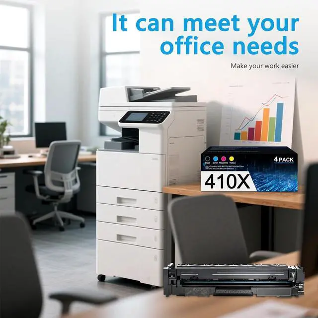 Alt view image 7 of 7 - 410X Toner Cartridges 4 Pack High Yield Compatible for HP 410X CF410X CF411X CF412X CF413X HP Color Pro M452dw M452nw MFP M477fdw M477fnw M452dn M377dw M477fdn Toner