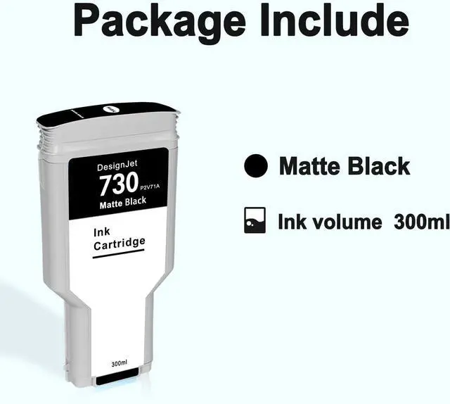 Alt view image 4 of 7 - 730 Ink Cartridge 300ML P2V71A HP 730 Matte Black Replacement for HP DesignJet T1600 DesignJet T1700 DesignJet T2600 Printer 1-Pack