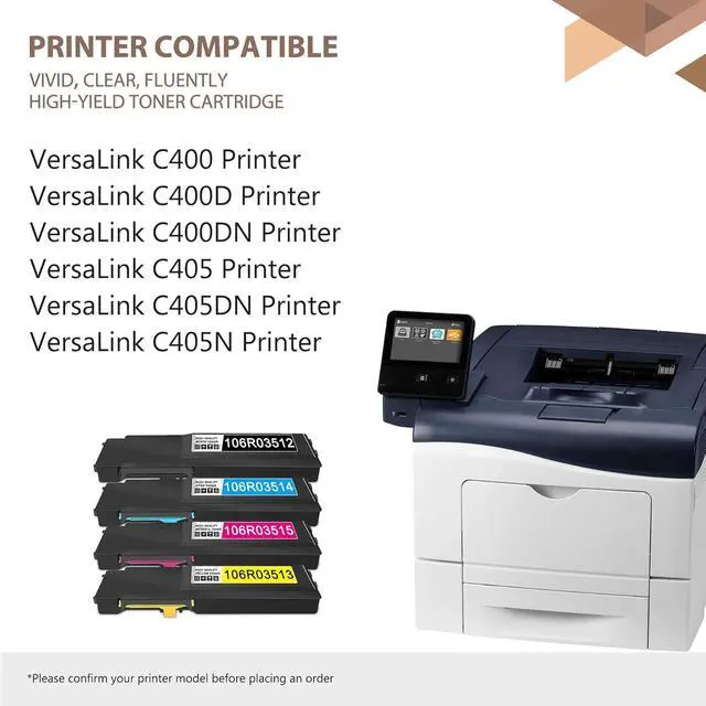 Alt view image 2 of 6 - Versalink C400 / C405 High-Yield Toner Cartridge bundle: 106R03512 106R03514 106R03515 106R03513 Replacement for Xerox Versalink C400 C405 C400D C405N C400DN C405DN (4 Pack, Black Cyan Yellow Magenta)