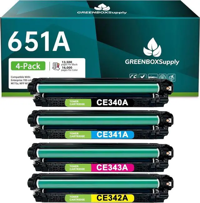 Main image of Remanufactured 651A Toner Cartridge Replacement for HP 651A CE341A CE342A CE343A CE340A Toner Cartridge for M775 M775dn M775f M775z M775z Printers (4 Pack, Black Cyan Magenta Yellow)