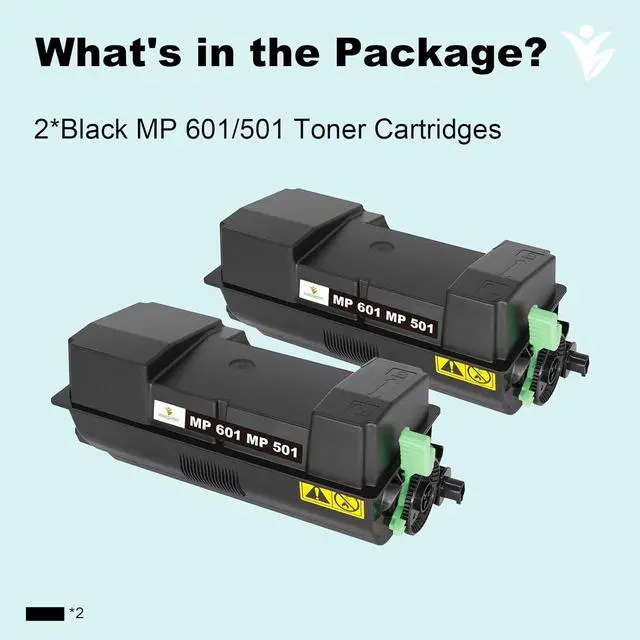 Alt view image 6 of 6 - Compatible MP 501 MP 601 Toner Cartridge (2 Black) 407823 Replacement for Ricoh MP 501 Toner Cartridge MP 601 for Ricoh MP 501SPF MP 601SPF SP 5300dn 5300 SP 5310dn Printer (25,000 Pages)