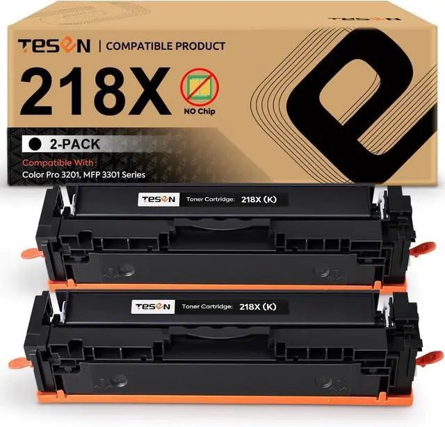 Main image of TESEN 218X (NO CHIP) Black Toner Cartridge Compatible Replacement for HP 218X W2180X W2180A 218A High Yield Work with HP Color Pro 3201 MFP 3301 Series MFP 3301fdw 3301sdw 3201dw Printer 2 Pack