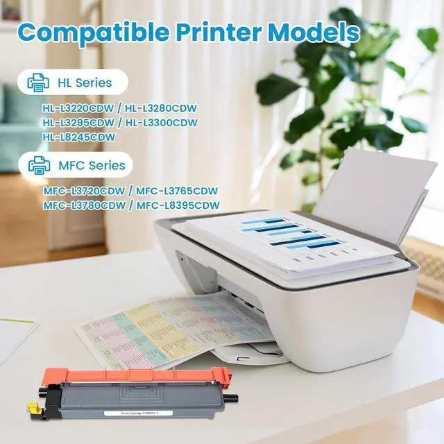 Alt view image 4 of 7 - TN229XL TN229 Toner Cartridges Compatible for TN229 TN229XL TN-229XL TN229 XL Work for MFC-L3780CDW MFC-L3720CDW HL-L3280CDW HL-L3220CDW HL-L3300CDW Printer (TN229XLBK/C/M/Y,4 Pack)