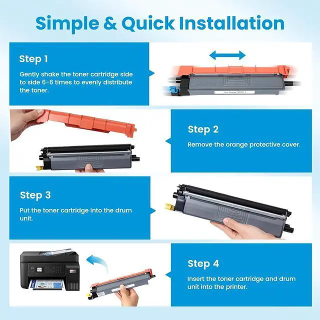 Alt view image 3 of 7 - TN229XL TN229 Toner Cartridges Compatible for TN229 TN229XL TN-229XL TN229 XL Work for MFC-L3780CDW MFC-L3720CDW HL-L3280CDW HL-L3220CDW HL-L3300CDW Printer (TN229XLBK/C/M/Y,4 Pack)