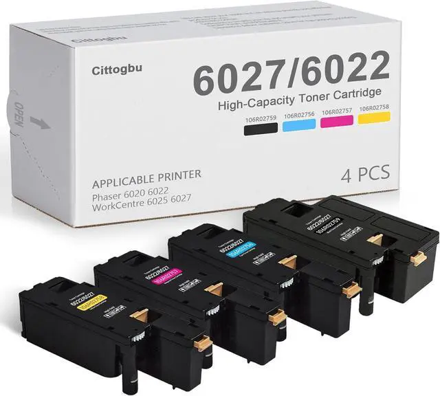 Main image of Phaser 6022 WorkCentre 6027 Toner Cartridges (4 Pack,BK/C/M/Y) - Compatible 106R02759 106R02756 106R02757 106R02758 Toner Cartridges Replacement for Xerox WorkCentre 6027 6025 Phaser 6022 6020 Printer