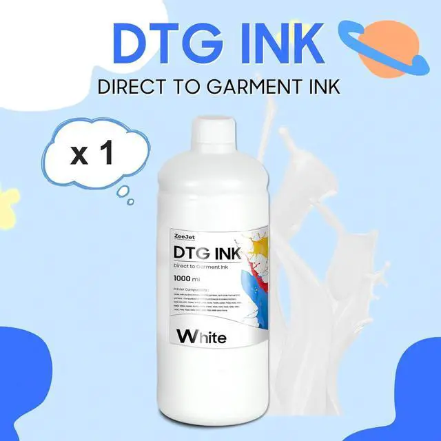 Alt view image 2 of 6 - DTG Ink White 1000ml  Direct to Garment Printing Ink for Digital Textile Printing, Compatible for All DTG Printers SureColor F2000 F2100 P600 P800 DTG Printers and More
