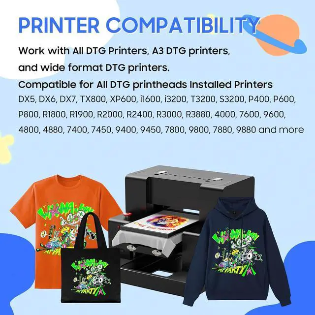 Alt view image 3 of 6 - DTG Ink White 1000ml  Direct to Garment Printing Ink for Digital Textile Printing, Compatible for All DTG Printers SureColor F2000 F2100 P600 P800 DTG Printers and More