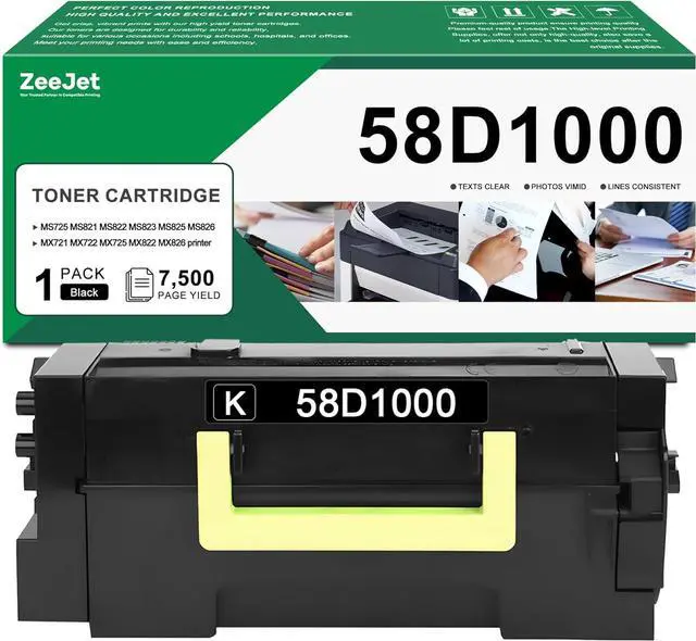 Main image of 58D1000 Black Toner Cartridge Replacement for Lexmark 58D1000 Toner Cartridge for MS725 MS821 MS822 MS823 MS825 MS826 MX721 MX722 Printer Ink 1-Pack [7500 Pages]