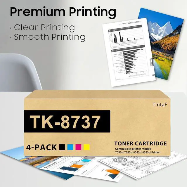 Alt view image 5 of 5 - TK-8737 TK8737 Toner Cartridge Compatible for Kyocera TK-8737 TK-8737K TK-8737C TK-8737M TK-8737Y Toner Cartridge for TASKalfa 7052ci 7353ci 8052ci 8353ci Printer(4-Pack, Black,Yellow, Magenta, Cyan)