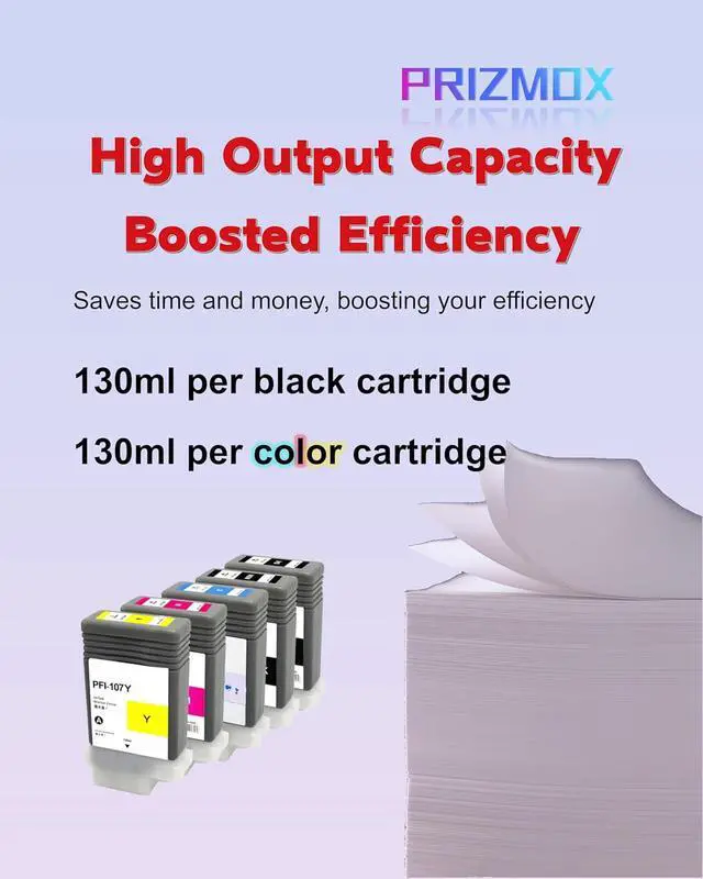Alt view image 3 of 6 - PFI-107 Ink Tank Compatible for Canon PFI-107MBK PFI-107BK PFI-107C PFI-107M PFI-107Y PFI107 Ink Cartridge for imagePROGRAF IPF670 IPF680 IPF770 IPF780 IPF785 Printer (MBK/BK/C/M/Y, 5-Pack)
