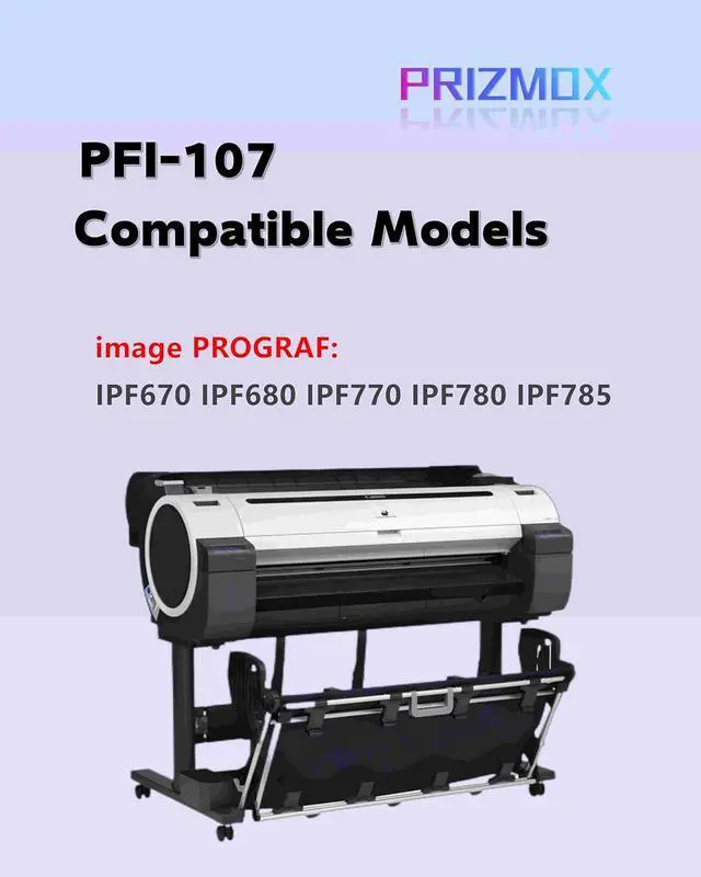 Alt view image 2 of 6 - PFI-107 Ink Tank Compatible for Canon PFI-107MBK PFI-107BK PFI-107C PFI-107M PFI-107Y PFI107 Ink Cartridge for imagePROGRAF IPF670 IPF680 IPF770 IPF780 IPF785 Printer (MBK/BK/C/M/Y, 5-Pack)