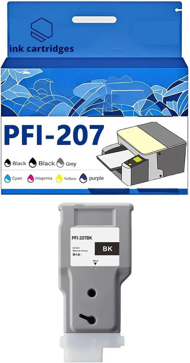 Main image of PFI-207 PFI-207MBK PFI-207BK PFI-207C PFI-207M PFI-207Y Ink Cartridges Compatible for Canon IPF680 IPF685 IPF780 IPF785 Inkjet Printers, Leak-Proof Design Crisp Printing 1 Pack Black