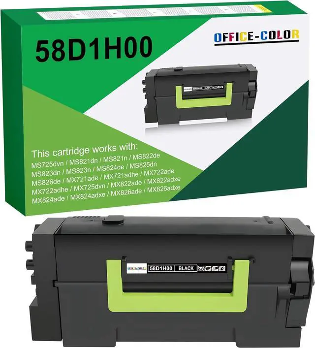 Main image of 58D1H00 Black Toner Cartridge Replacement for Lexmark MS725, MS821, MS822, MS823, MS824, MS825, MS826, MX721, MX722, MX725, MX822, MX824, MX826 Printer Toner