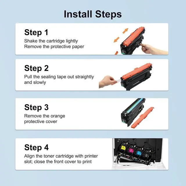 Alt view image 6 of 7 - T04 Toner Cartridge Set (4-Pack) Replacement for Canon T04 T04L 2977C001AA 2978C001AA 2979C001AA 2980C001AA for imageRUNNER Advance C475iF C475iFZ DX C477iF C477iFZ C478iF C568iF