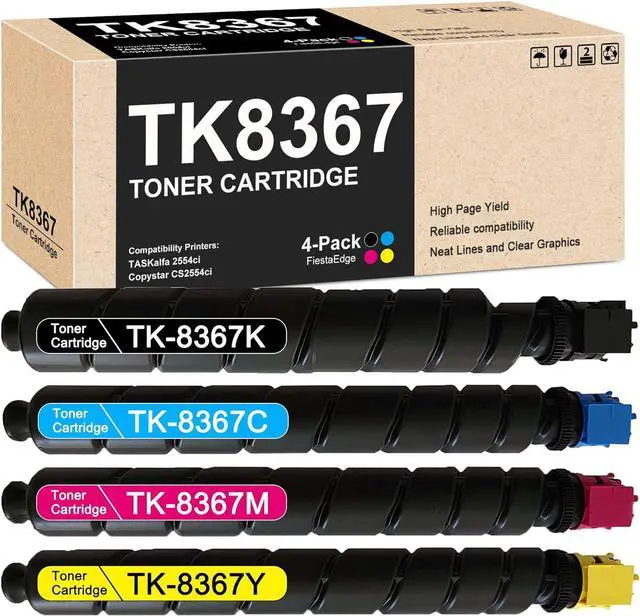 Main image of TK8367 (TK-8367) 4-Color Toner Cartridge TK-8367K TK-8367C TK-8367M TK-8367Y Replacement for Kyocera TK8367 TK-8367 1T02YP0US0 1T02YPCUS0 1T02YPBUS0 1T02YPAUS0 for TASKalfa 2554ci CS2554ci Printer