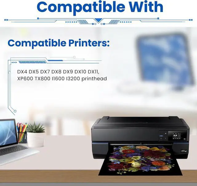 Alt view image 2 of 6 - Eco Solvent Ink 1000ML for Wide Format Grand Format Printers worh with DX4 DX5 DX7 DX9 DX10 DX11 XP600 TX800 Printhead, Mimaki Roland Mutoh, 4-Pack Solvent Ink Cleaner Kit