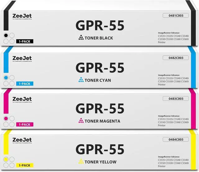 Main image of GPR55 GPR-55 Toner Cartridges Set 4-Pack Black Cyan Magenta Yellow Replacement for Canon GPR-55 Toner Cartridges for imagerunner Advance C5535i C5540i C5550i C5560i Printer Ink
