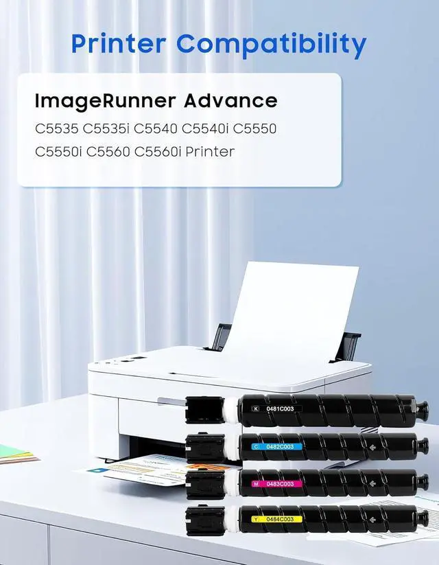 Alt view image 2 of 7 - GPR55 GPR-55 Toner Cartridges Set 4-Pack Black Cyan Magenta Yellow Replacement for Canon GPR-55 Toner Cartridges for imagerunner Advance C5535i C5540i C5550i C5560i Printer Ink