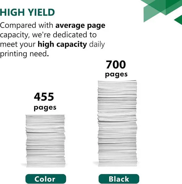 Alt view image 5 of 7 - 67XL Black and Color Ink Cartridge (2-Pack) | Replacement for HP 67XL Ink Cartridge Black Color Combo Pack Compatible with DeskJet 1255 2722 2724 2725 Plus 4122 Envy 6055 Pro 6455 Series Printer