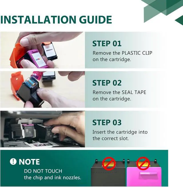 Alt view image 3 of 7 - 67XL Black and Color Ink Cartridge (2-Pack) | Replacement for HP 67XL Ink Cartridge Black Color Combo Pack Compatible with DeskJet 1255 2722 2724 2725 Plus 4122 Envy 6055 Pro 6455 Series Printer