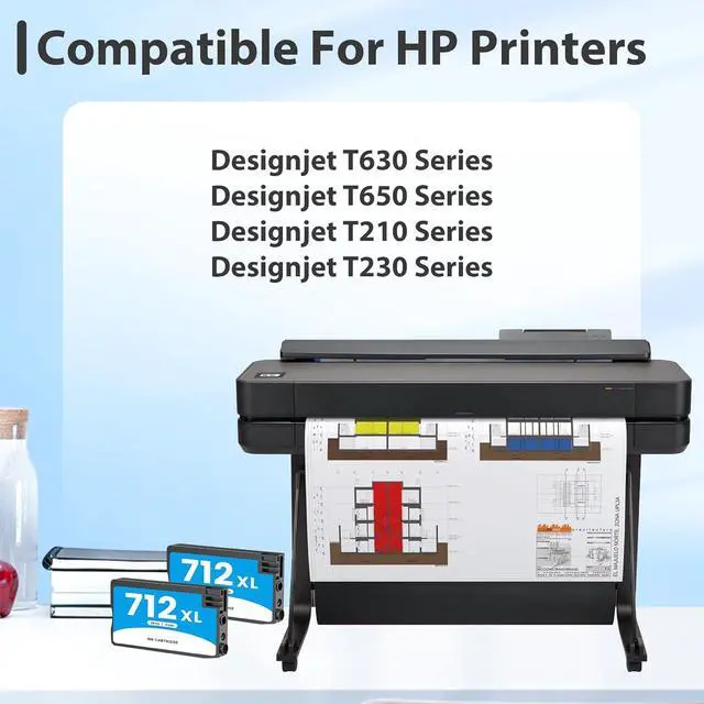 Alt view image 2 of 6 - 712XL 712 Cyan Ink Cartridge Replacement for HP 712 XL 712XL Cyan Ink Cartridge 3ED67A for DesignJet T650 T630 T230 T250 T210 & Studio Plotter Printer (2-Pack)