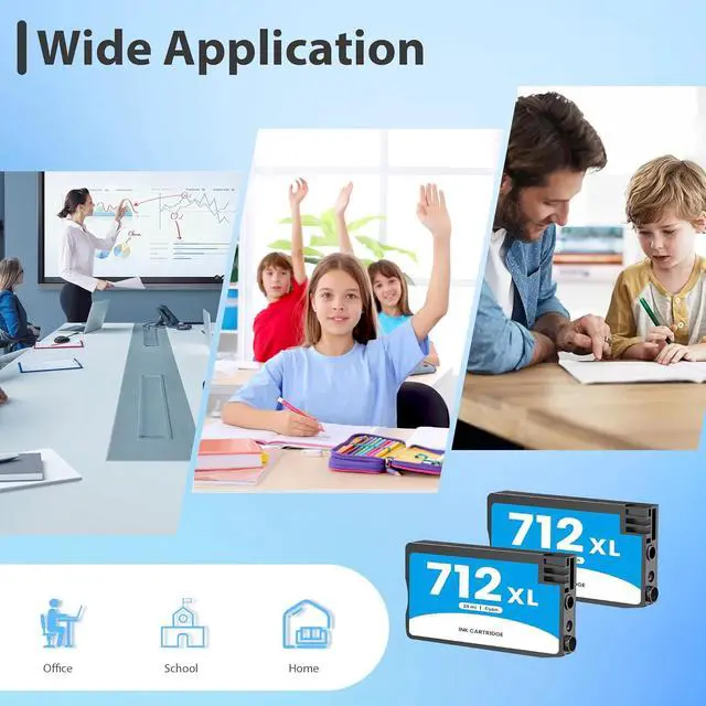 Alt view image 6 of 6 - 712XL 712 Cyan Ink Cartridge Replacement for HP 712 XL 712XL Cyan Ink Cartridge 3ED67A for DesignJet T650 T630 T230 T250 T210 & Studio Plotter Printer (2-Pack)