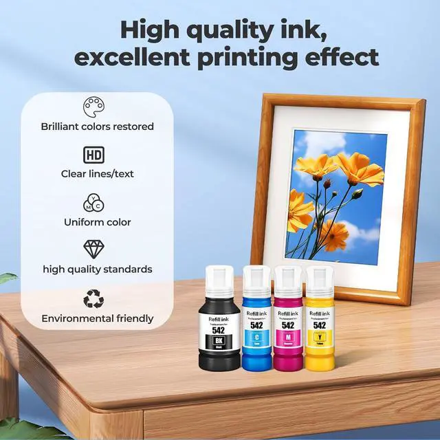 Alt view image 4 of 7 - 542 ink refill bottles ET-5150 ET-5850 ET-16650 ET-5170 Ink Refill ink 542 8 pack ink 542 compatible for ET5150 ET5850 ET 5150 ET 5850 ET 5170 ET-5800 ET-16600 ET-5180 ST-C8000 ST-C8000 ST-C5000