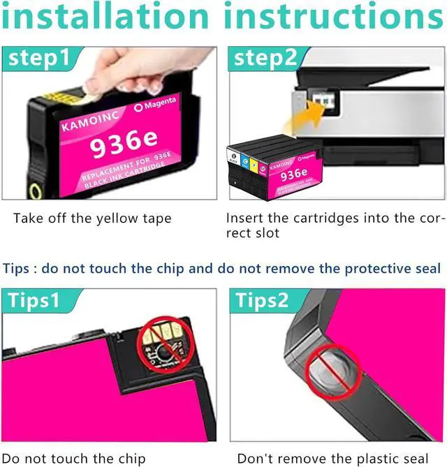 Alt view image 5 of 6 - 936e 936XL Black Ink Cartridges Combo Pack Compatible with HP 936e 936 Black Ink Cartridges for OfficeJet 9122e; OfficeJet Pro 9110b, 9125e, 9128e, 9135e; OfficeJet Pro Wide Format 9700 (2 Black)