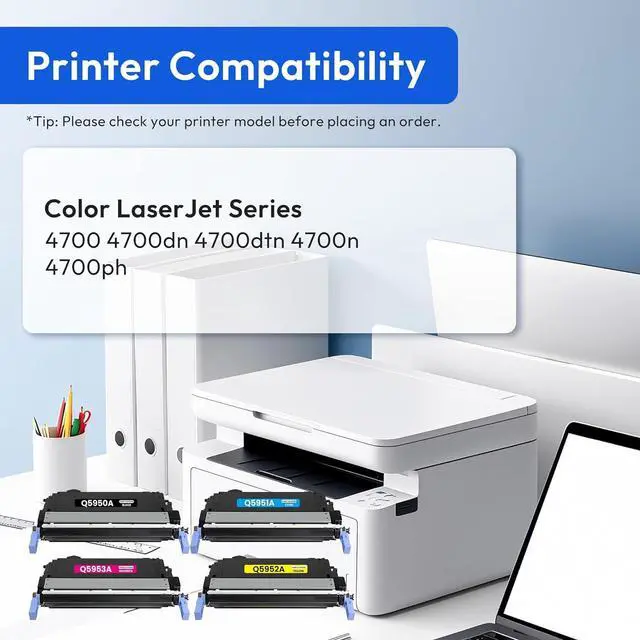 Alt view image 3 of 7 - 643A Toner Cartridges Replacement for HP 643A Q5950A Q5951A Q5952A Q5953A Toner Cartridge Works with Color Laserjet 4700 4700dn 4700dtn 4700n 4700ph Printer (4-Pack, Black Cyan Magenta Yellow)