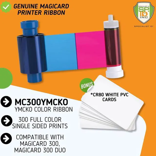 Alt view image 2 of 7 - 2 Pack - Magicard MC300YMCKO/2 Dye Film for 300 Series ID Card Printer - 300 Print MagicCard YMCKO Full Color Printer Ribbon and Cleaning Spool with 20 Specialist ID Test Cards
