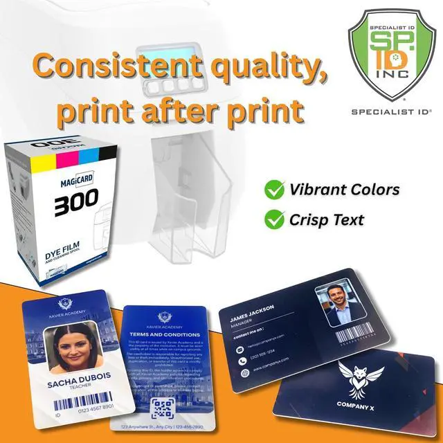 Alt view image 4 of 7 - 2 Pack - Magicard MC300YMCKO/2 Dye Film for 300 Series ID Card Printer - 300 Print MagicCard YMCKO Full Color Printer Ribbon and Cleaning Spool with 20 Specialist ID Test Cards