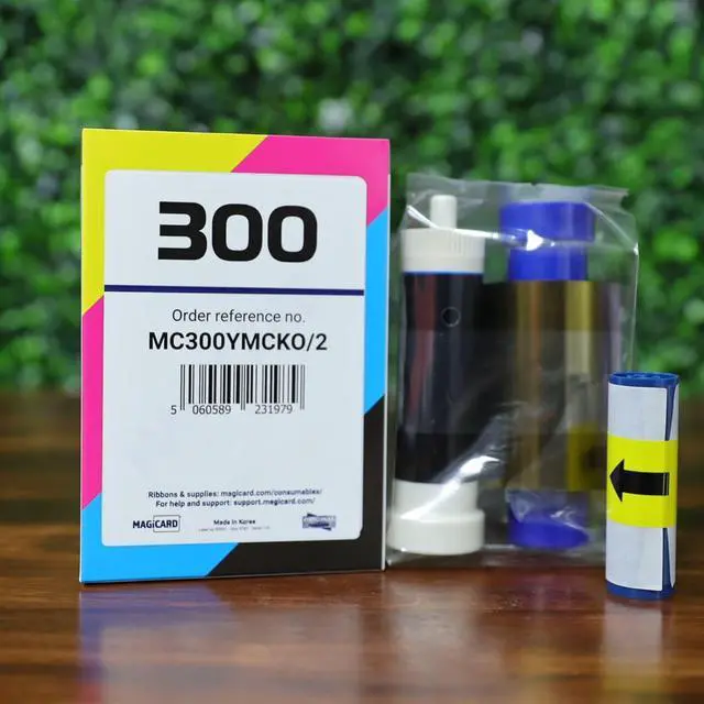 Alt view image 5 of 7 - 2 Pack - Magicard MC300YMCKO/2 Dye Film for 300 Series ID Card Printer - 300 Print MagicCard YMCKO Full Color Printer Ribbon and Cleaning Spool with 20 Specialist ID Test Cards
