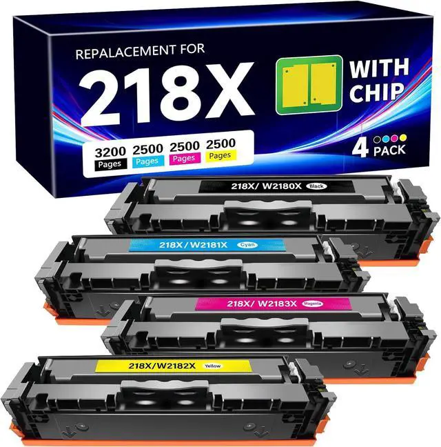 Main image of 218X Toner Cartridges High Yield (with Chip) Replacement for HP 218X Toner Cartridges 4 Pack 218A 218X W2180X Toner for HP Color Laserjet Pro MFP 3301FDW 3301SDW 3301CDW 3201DW Printer (B/C/Y/M)
