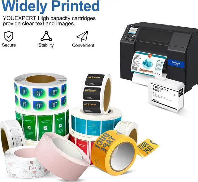 Alt view image 6 of 7 - SJIC35P Ink Cartridges Remanufactured CW-C6000P C13T44B120 C13T44B220 C13T44B320 C13T44B420 Compatible for ColorWorks CW-C6000P CW-C6500A CW-C6500P CW-C6000A Color Inkjet Gloss Label Printers (4Pack)