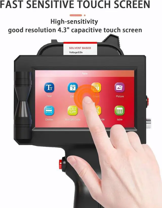 Alt view image 3 of 4 - Handheld Inkjet Printer, 1 inch/25.4 mm Print Height Handheld Printer Gun with 72ml Quick-Drying Ink Cartridge for Batch Number Date QR Codes Barcodes Labels Logo Printing on Diverse Materials