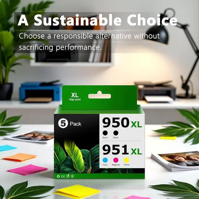 Alt view image 6 of 7 - 950XL 951XL Ink Cartridges Combo 5-Pack Replacement for HP Ink 950 951 XL Use for OfficeJet Pro 8600 8610 8620 8100 8630 8660 8640 8615 276DW 251DW (2Black Cyan Magenta Yellow)