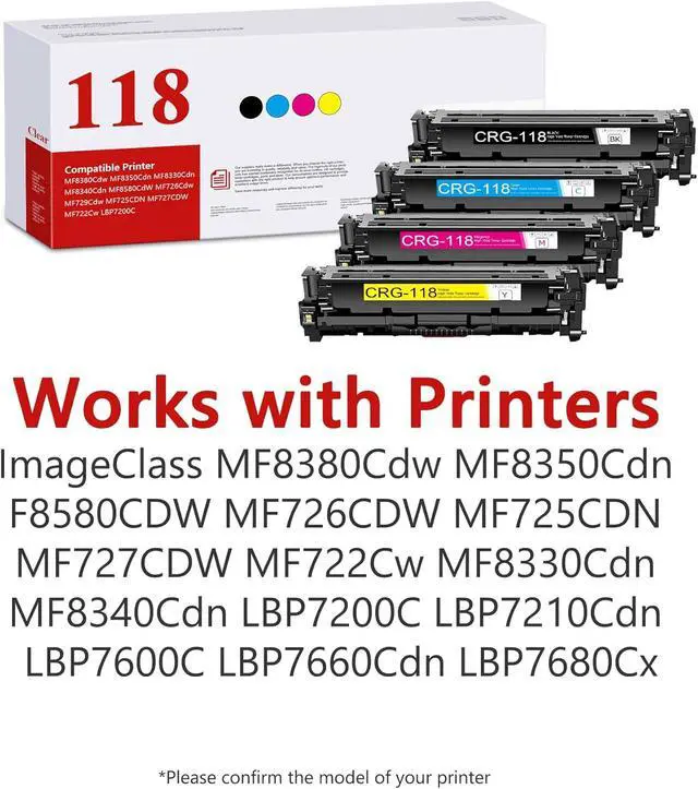 Alt view image 2 of 7 - BERRYSKY 118 Toner Cartridges Compatible High-Yield 118BK 118C 118M 118Y Toner Replacement for Canon 118 Color ImageClass MF8380Cdw LBP7210Cdn MF8340Cdn Printer(4-Pack,BK/C/M/Y)