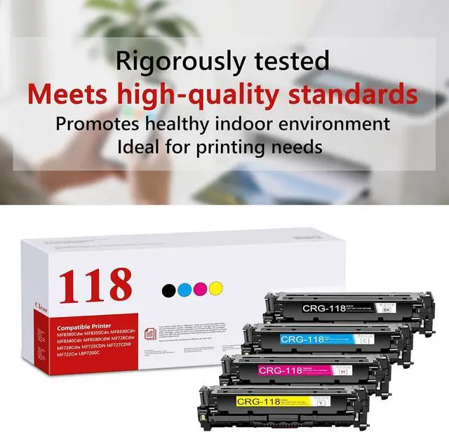 Alt view image 7 of 7 - BERRYSKY 118 Toner Cartridges Compatible High-Yield 118BK 118C 118M 118Y Toner Replacement for Canon 118 Color ImageClass MF8380Cdw LBP7210Cdn MF8340Cdn Printer(4-Pack,BK/C/M/Y)