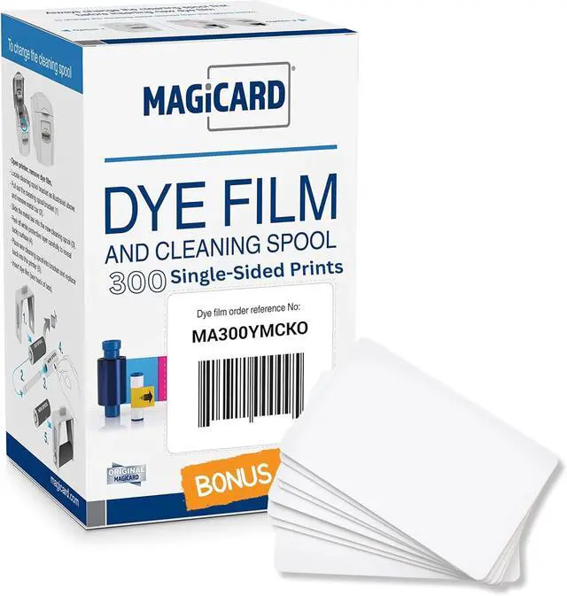 Main image of 2 Pack - Specialist ID Magicard MA300ymcko Dye Film - Magicard YMCKO Color Ribbon & Cleaning Spool with Test/Bonus Cards - Genuine MA300ymcko/2 for Enduro, Rio Pro, Pronto Legacy Printers 300 Prints