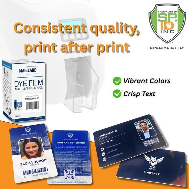 Alt view image 4 of 7 - 2 Pack - Specialist ID Magicard MA300ymcko Dye Film - Magicard YMCKO Color Ribbon & Cleaning Spool with Test/Bonus Cards - Genuine MA300ymcko/2 for Enduro, Rio Pro, Pronto Legacy Printers 300 Prints