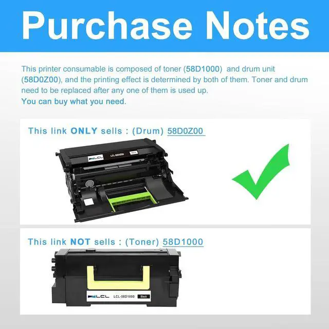 Alt view image 4 of 7 - LCL 58D0Z00 Black Imaging Unit Replacement for Lexmark B2865dw MS821dn MS821n MS822de MS823dn MS825dn MS824de MS826de MS725dvn MX721ade MX722ade MX822ade MX824ade MX826ade Printer (1-Pack)
