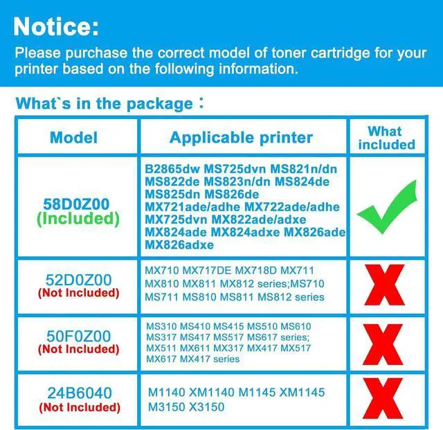 Alt view image 2 of 7 - LCL 58D0Z00 Black Imaging Unit Replacement for Lexmark B2865dw MS821dn MS821n MS822de MS823dn MS825dn MS824de MS826de MS725dvn MX721ade MX722ade MX822ade MX824ade MX826ade Printer (1-Pack)