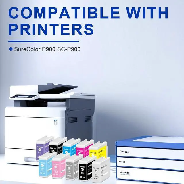 Alt view image 3 of 6 - Remanufactured T46Y Ink Cartridges (10-Pack) T46YD00 T46Y100 T46Y200 T46Y300 T46Y400 T46Y500 T46Y600 T46Y700 T46Y800 T46Y900 Ink Replacement for SureColor P900 SC-P900 Printer T46Y Ink