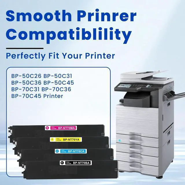 Alt view image 2 of 7 - BP-NT70 High Yield Toner Cartridge Replacement for Sharp BP-NT70BA BP-NT70CA BP-NT70MA BP-NT70YA Toner Cartridge for Sharp BP-50C26 BP-50C31 BP-50C36 BP-50C45 BP-70C31 BP-70C36 BP-70C45 Printer Ink